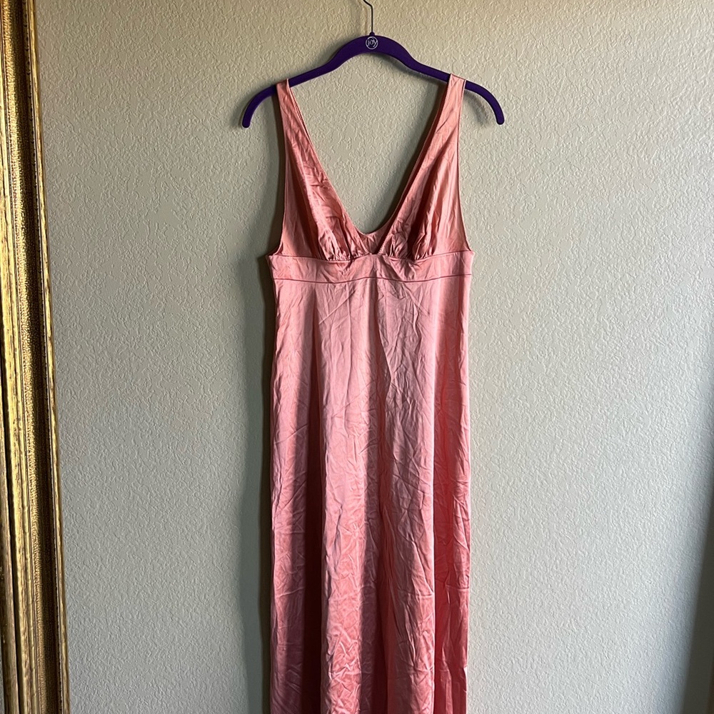 Vintage Vanity Fare Sleek Pink Satin Slip Dress Size 34